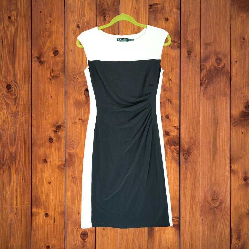 Lauren Ralph Lauren Women's Dress Size 4 Black/White‎ Sleeveless MSRP $134